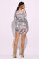 Water drop printed mesh dress: S / SILVER