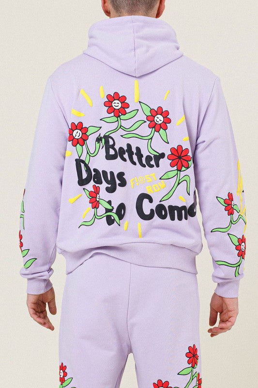 FLOWER GRAPHIC TERRY PULLOVER