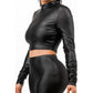 PU LEATHER TOP AND BOTTOM SET: BLACK / S