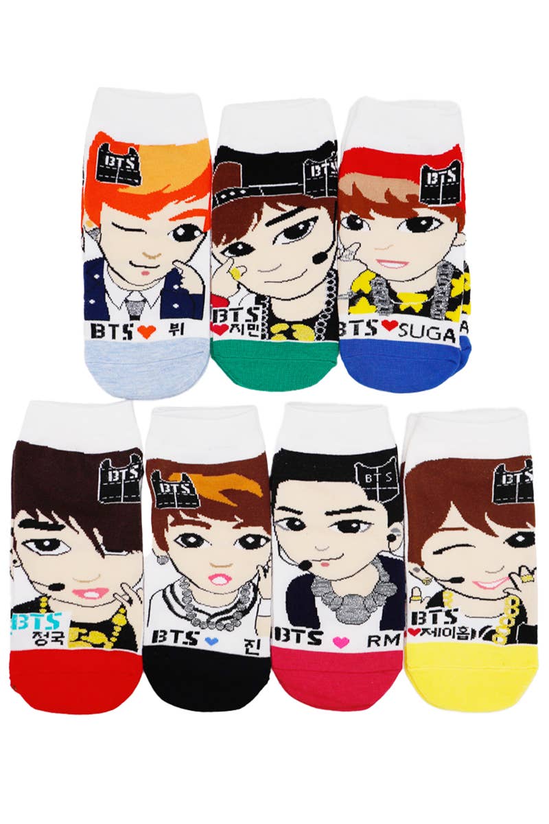 K-Pop Star Cartoon Print Low-Cut Ankle Socks