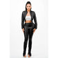 PU LEATHER TOP AND BOTTOM SET: BLACK / S