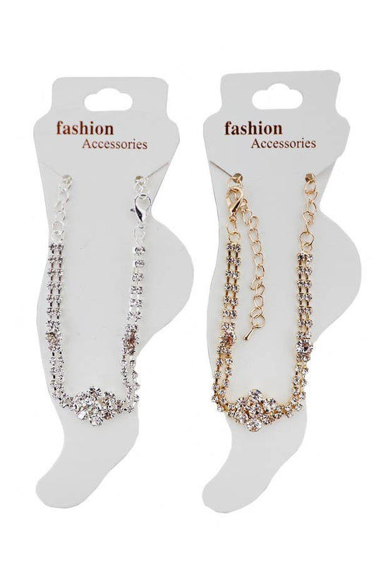 Crystal  Embellished Gold & Silver Anklet